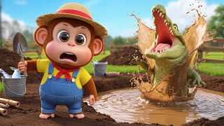Monkey Nana Digs A Fish Pond But A Ferocious Crocodile Suddenly Emerges