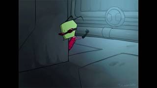 Invader Zim and Gir sneaking GIF