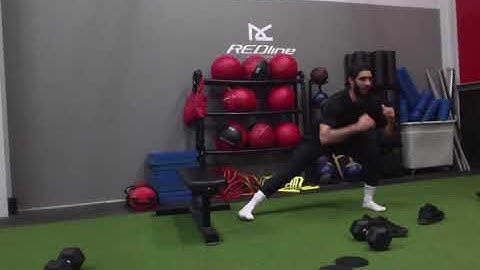 Lateral lunge with crossover step up