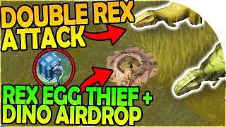 DOUBLE REX ATTACK - REX NEST EGG STEALING + DINO AIRDROP - Jurassic Survival Gameplay screenshot 4