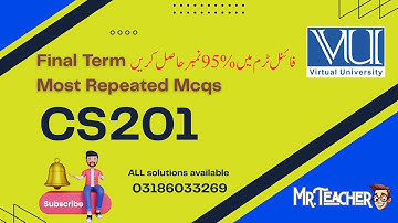 CS201 Final Term MCQs – Most Repeated Questions | 95% Marks Guarantee