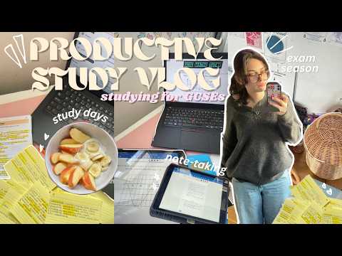 productive GCSE study vlog ⋆˚꩜。 (half term revision, exam season, study tips) 🎧ྀི☕📝