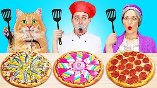 GRANNY vs. ME vs. MY CAT COOKING CHALLENGE || Cool Recipes To Try! Kitchen Hacks by 123 GO! FOOD