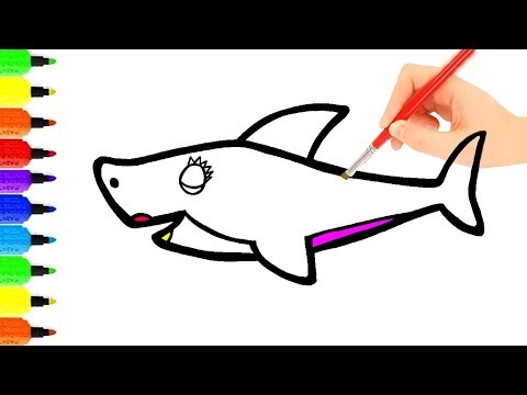 Menggambar Dan Mewarnai Pink Shark Beautiful | Vẽ Tô Màu Cá Mập Hồng