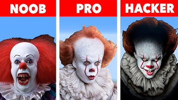 NOOB VS PRO VS HACKER Minecraft Pixel art Pennywise the Dancing Clown