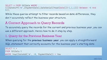 Resolving SQL Queries for Business Year Records in MS Access