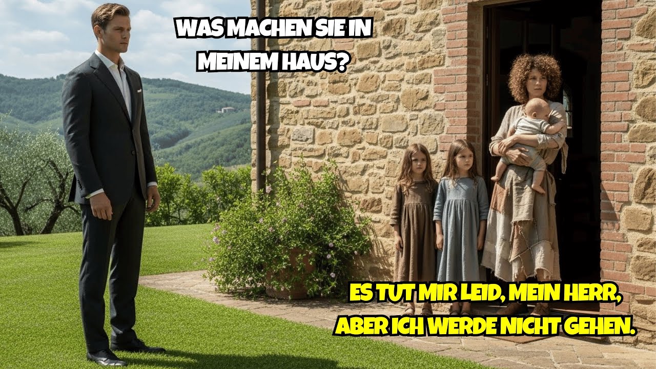 ÜBERRASCHUNGSBESUCH: MILLIONÄR FIN DET ALLEINERZIEHENDE MUTTER MIT KINDERN AUF HOF.