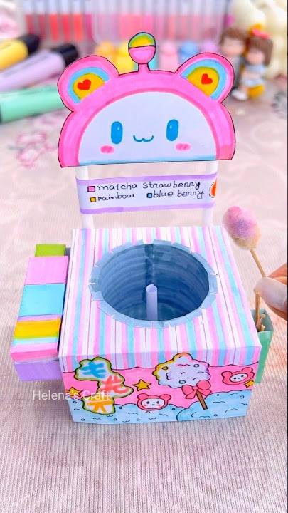 DIY Miniature cotton candy 🍭 stall #shorts #youtubeshorts #diy #miniaturecrafts #miniature