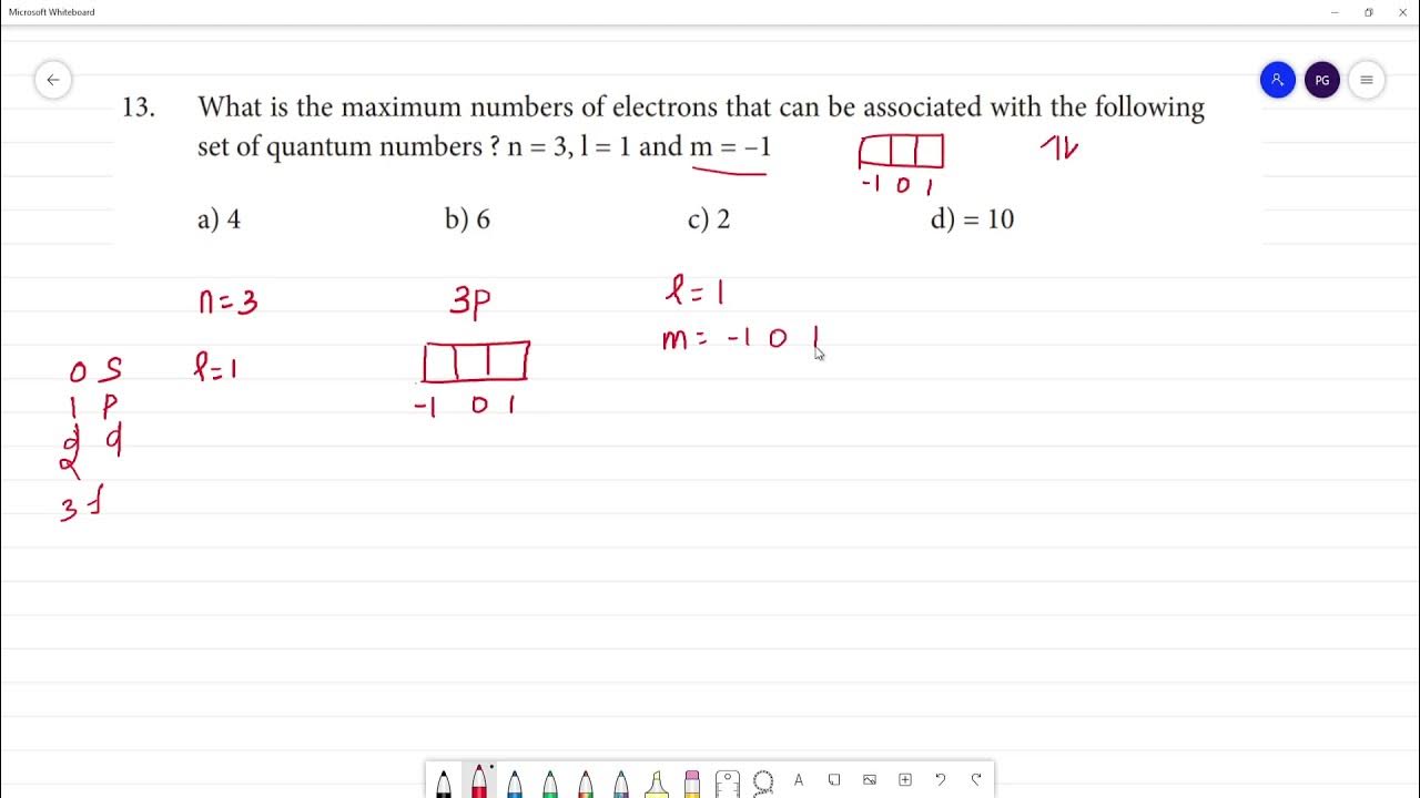What is the maximum numbers of electrons of quantum numbers ? n = 3, l
