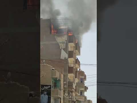 شاهد بطهطا حريق هائل و النيران تلتهم منزلا كاملا