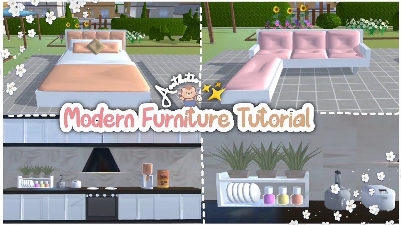 Modern Furnitures Tutorial Aesthetic ✨🌼 : Sakura School Simulator