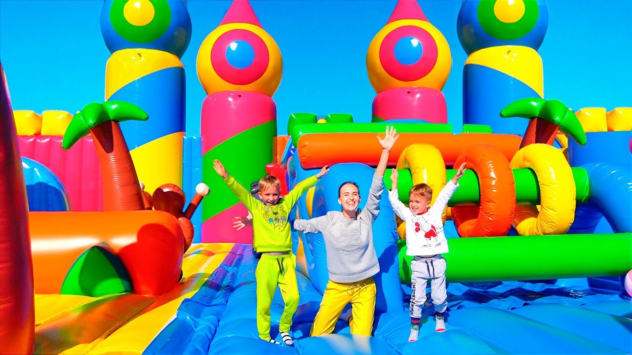 ⁣Vlad and Nikita in The World Biggest Bounce House for kids