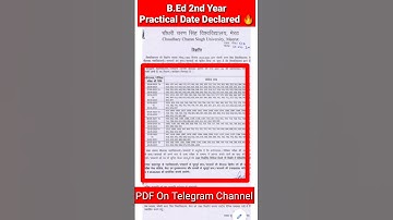 B.Ed Practical Date Declared 🔥🔥 Time Table For Practical💥 💥#ccsu #ccsunewsupdatetoday #practical#ccs