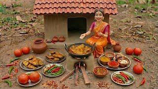 Miniature Doll Tuna Fish Pakoda recipe Cooking ASMR | Tiny Indian Village Kitchen Story