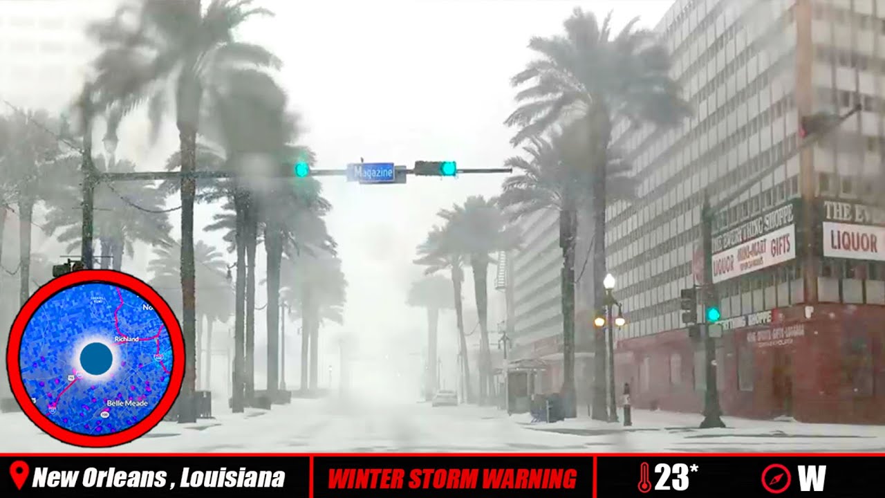 Historic Blizzard Slams New Orleans - FULL STORM CHASE - YouTube