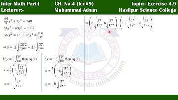 Exercise 4.9 Math 1st year
