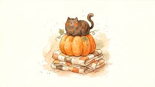 Cute Autumn Cat & Pumpkin 🎃 Cozy Fall Jazz & Soft Piano to Study and Relax screenshot 4