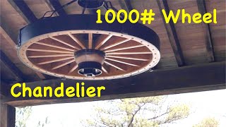 Hanging the 1000# Chandelier | Wood Auto Truck Wheels | Engels Coach Shop