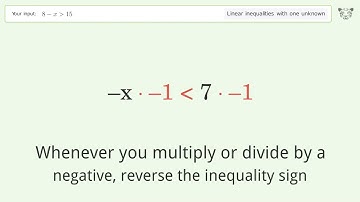 Solving Linear Inequalities: 8-x is Greater Than 15