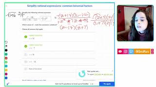 Simplify Rational Expressions: Common Binomial Factors on Khan Academy