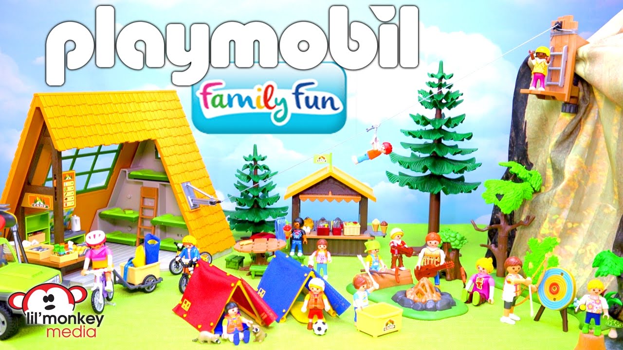Playmobil Family Fun! Summer Camp, Zipline, Tents, Kayaks, Bikes and More!  