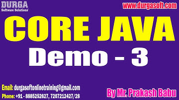 CORE JAVA tutorials || Demo - 3 || by Mr. Prakash Babu On 12-12-2025 @6PM (IST)