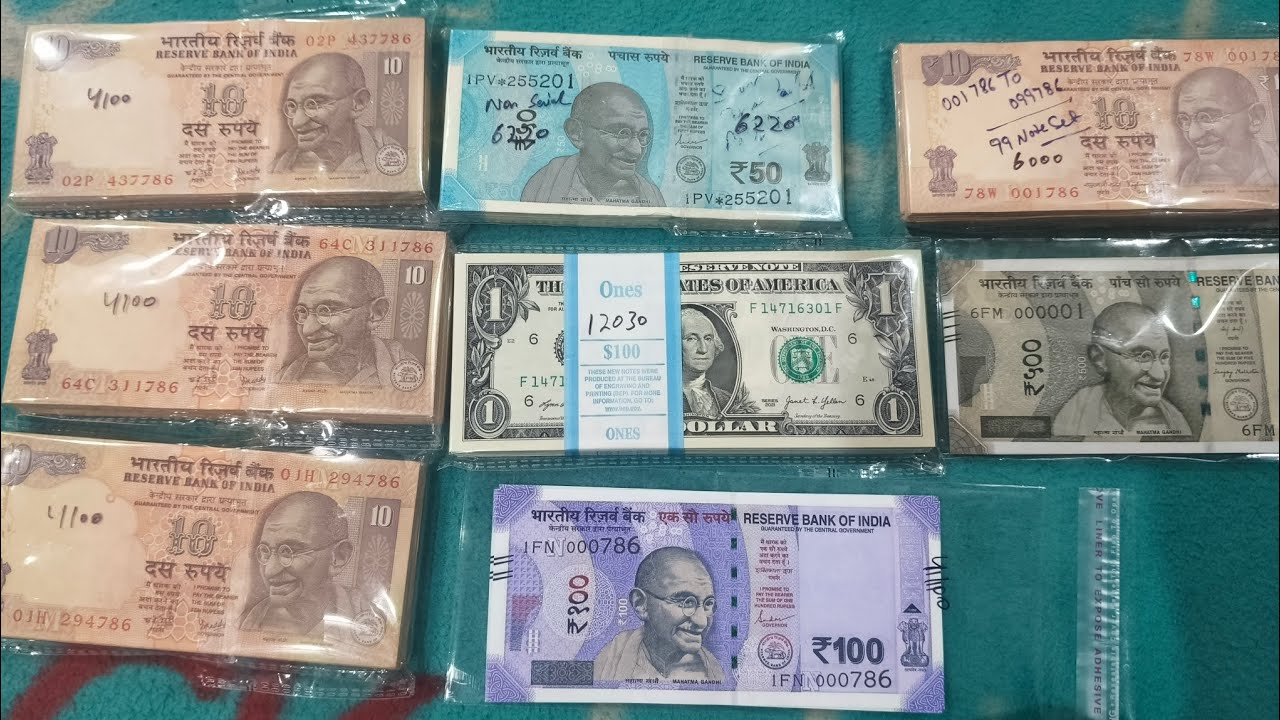 Buy 10 Rupees ending 786 notes value | 1 Dollar Notes Packet Value 