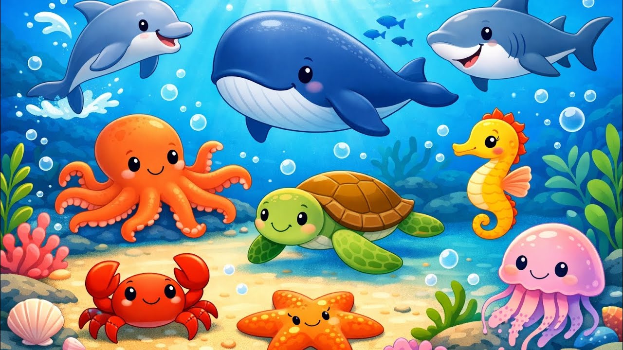 Sea Animals Name with Movement | Ocean Animals for Kids Learning