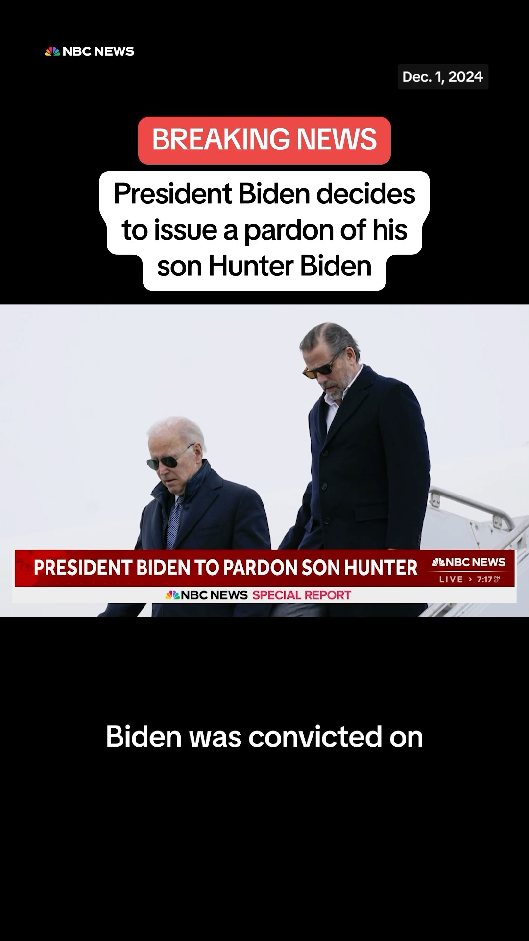 President Biden issued a pardon for his son Hunter Biden, according to a senior White House official