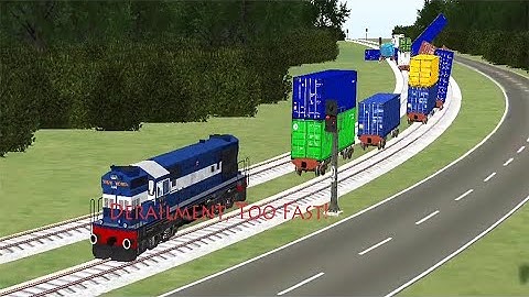 Train Sim - Indian Train WDM-3A Double-Stack In Airport Area Got Derailment Because Too Fast
