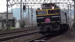 EF81 103号機が牽引する寝台特急 ﾄﾜｲﾗｲﾄｴｸｽﾌﾟﾚｽが山崎ｻﾝﾄﾘｰｶｰﾌﾞを通過