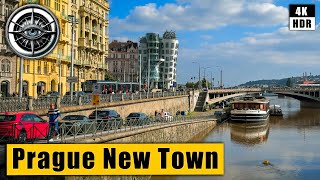 Walking Tour of Prague's New Town Streets 🇨🇿 Czech Republic 4k HDR ASMR