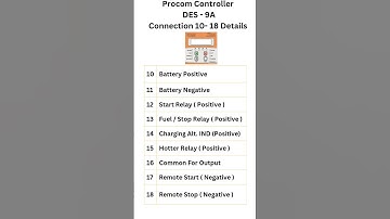 Procom Controller DES- 9A Connection 10 - 18 Details