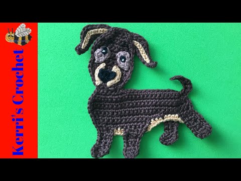 Crochet Dachshund Dog Tutorial - Crochet Applique Tutorial