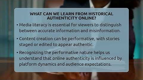 What Can We Learn From Historical Authenticity Online? - Everyday-Networking