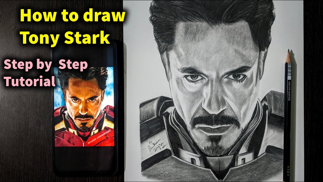 How to Draw Tony Stark Step by Step Sketch tutorial - Part 2 ...