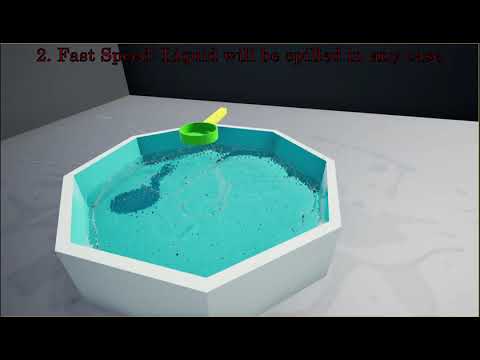 UE4 Nvidia Flex simulation of a spoon carrying liquid