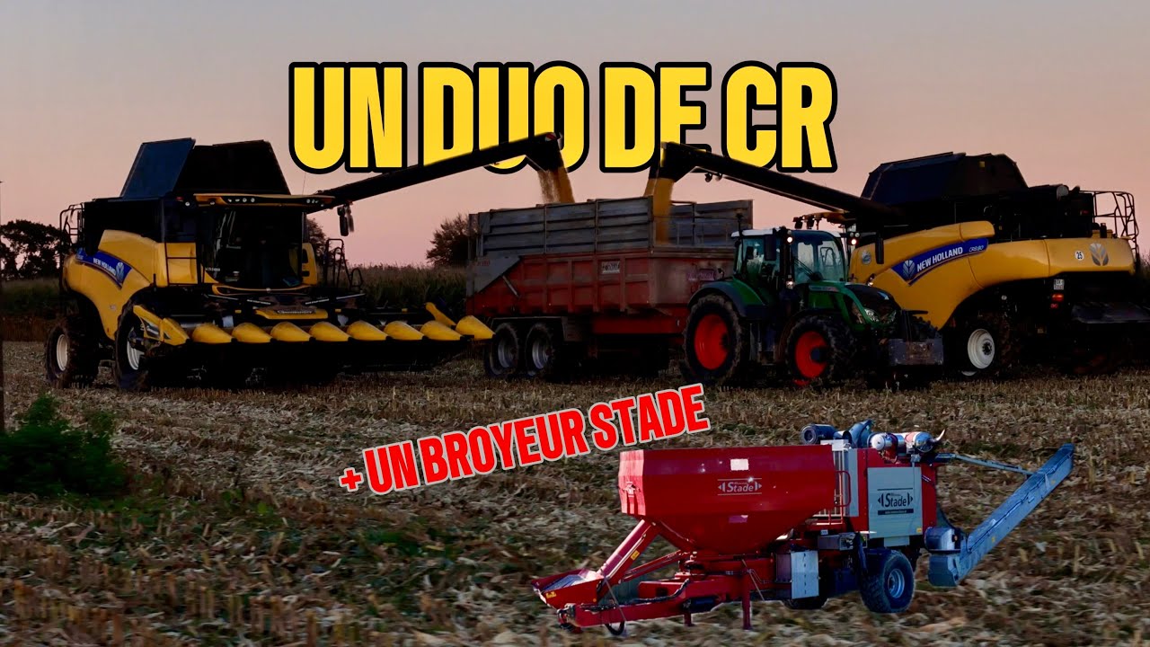 🌽2 NEW HOLLAND CR, UN BROYEUR STADE, 4 ENSEMBLES AU TRANSPORT💨 GROS CHANTIER DE MAIS GRAIN HUMIDE!👌