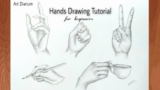 Hands Drawing Tutorial / How to Draw Hands & Hand Poses / for beginners - Step by step