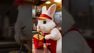 Mr rabbit on Mc Donald's #ai #animals #story #viral #nature #sports#shorts