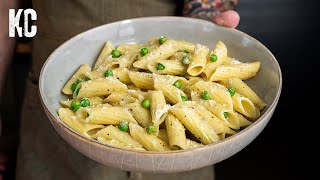 Pasta Gorgonzola with Peas (Sauce From Pasta Water)