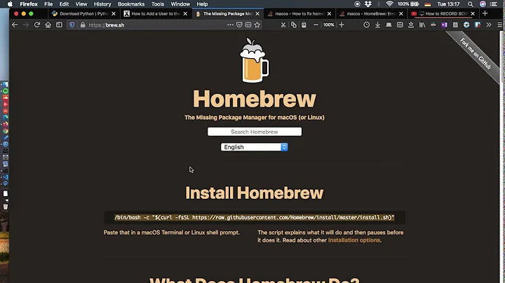 Install Python Homebrew on Mac / username has no sudo / no admin rights