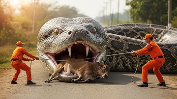 Brave Heroes Save Mischievous Red Cow from Giant Mutant Python’s Attack🐂🐍