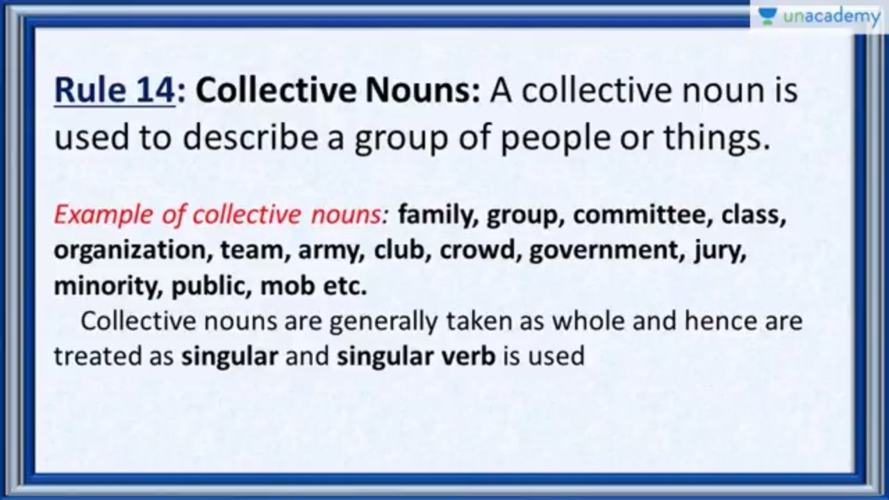 Subject Verb Agreement Rule 14 Collective Nouns And Their Verbs in Hindi YouTube