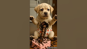 The dog ate ants along with cake #shorts #ai #dog #puppy #icecream #cake