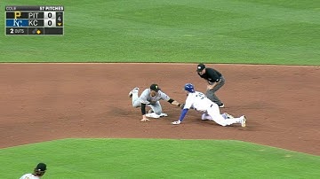 PIT@KC: Marte throws out Hosmer stretching a double
