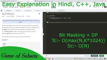 Game of Subsets | Hindi | GFG POTD | C++ | Java | Bit Masking | Dynamic Programming