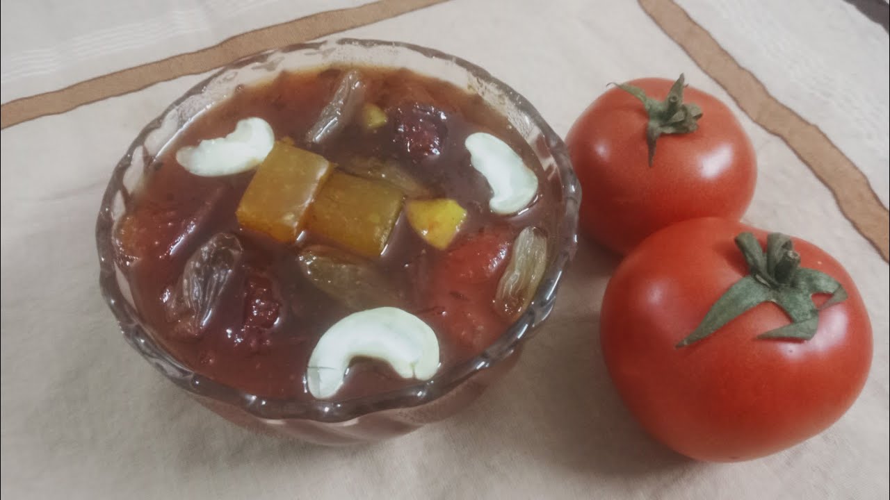 অনুষ্ঠান বাড়ির মতো টমেটোর চাটনি।  টমেটো খেজুর আমস্বত্তের চাটনি। Tomato Chutney Recipe #chutney 