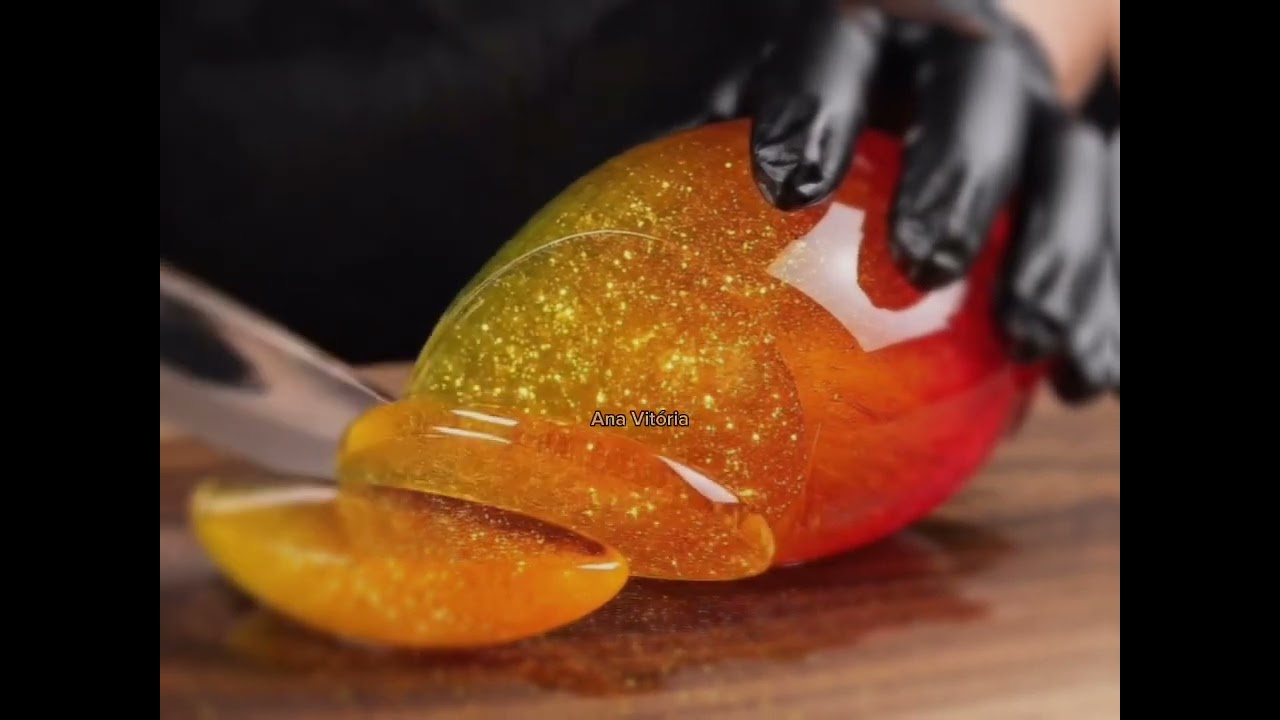 Asmr cortando frutas de vidro 💖