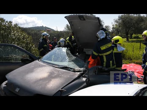 Π.Υ. Μυτιλήνης: Άσκηση ετοιμότητας με απεγκλωβισμό από τροχαίο ατύχημα και κατάσβεση πυρκαγιάς (video)